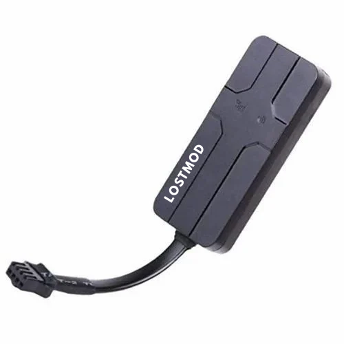 LM05 GPS tracker device with sleek design and cable for real-time vehicle tracking in India.