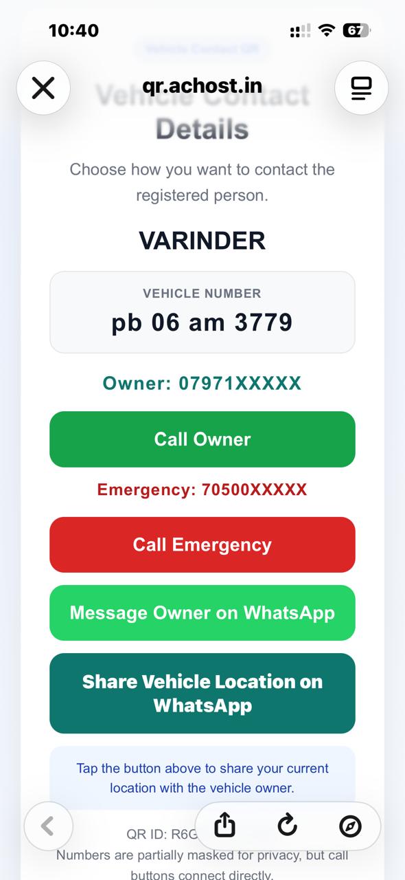 LostMod Parking Qr Code emergency call button