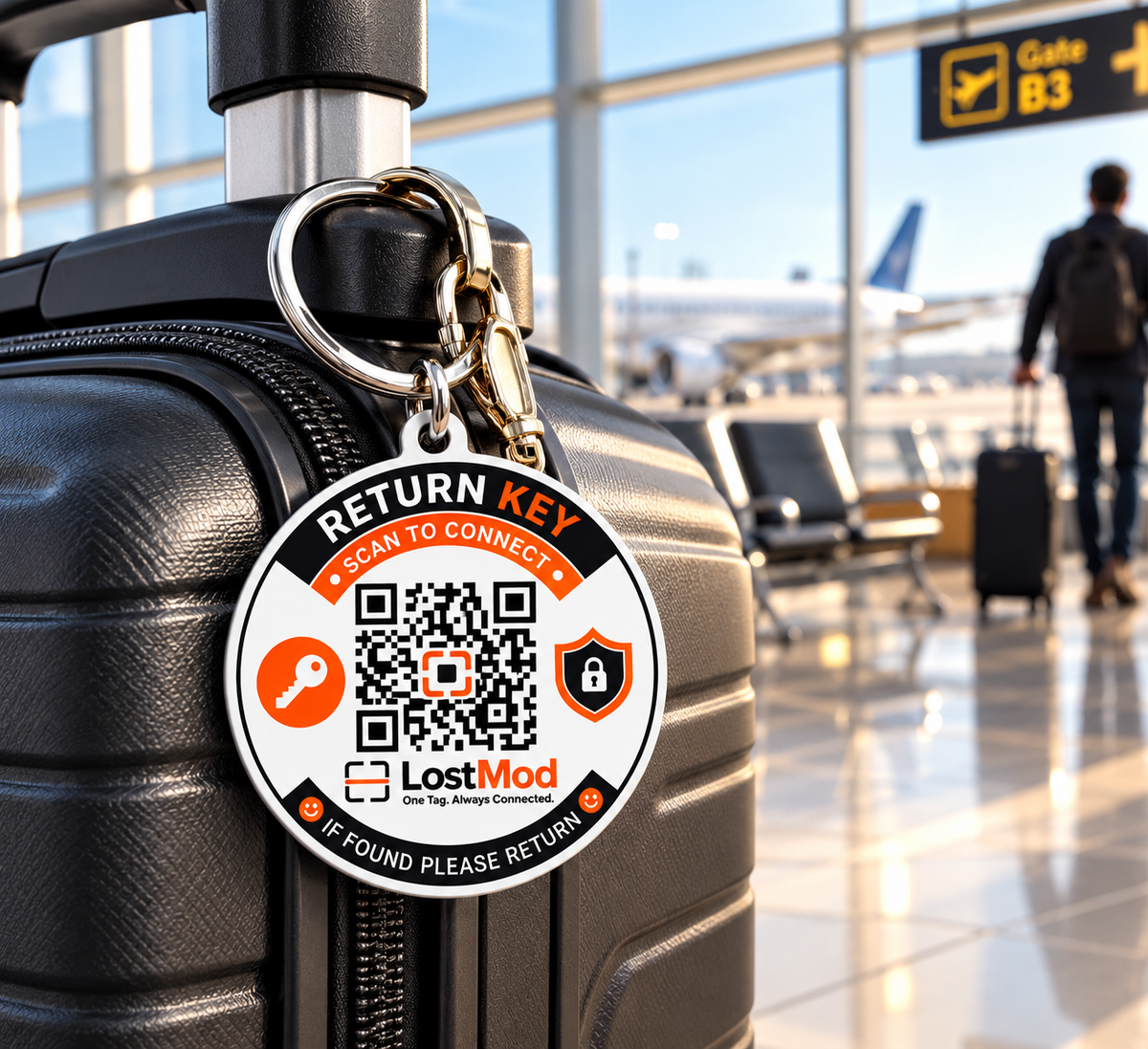 LostMod Suitcase & Luggage Finder QR Code Tag | Travel Tag
