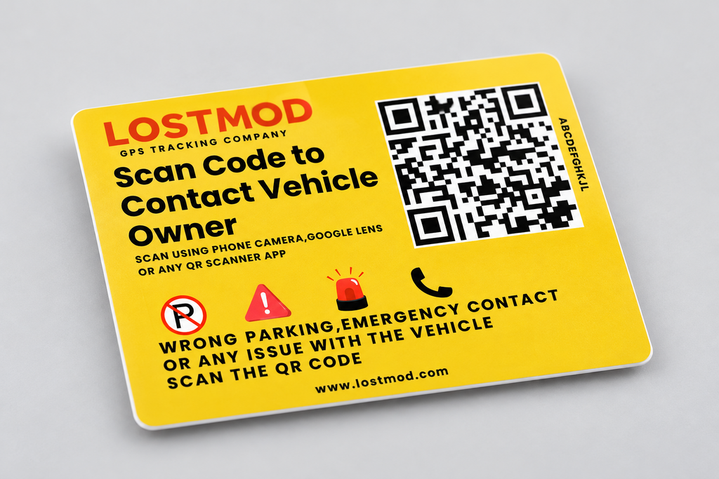 LostMod Vehicle QR Code Sticker | Smart Parking, Safety & Vehicle Recovery